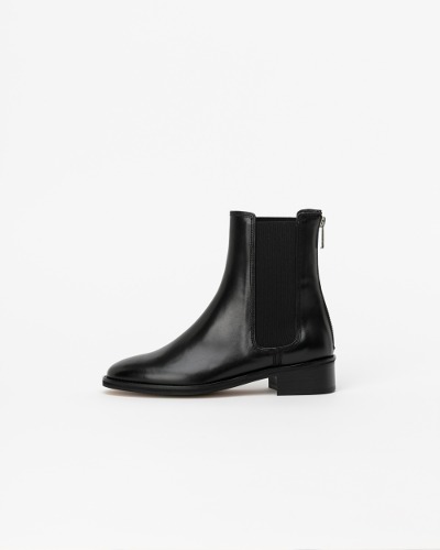 Italy Leather Zipper Chelsea Boots
